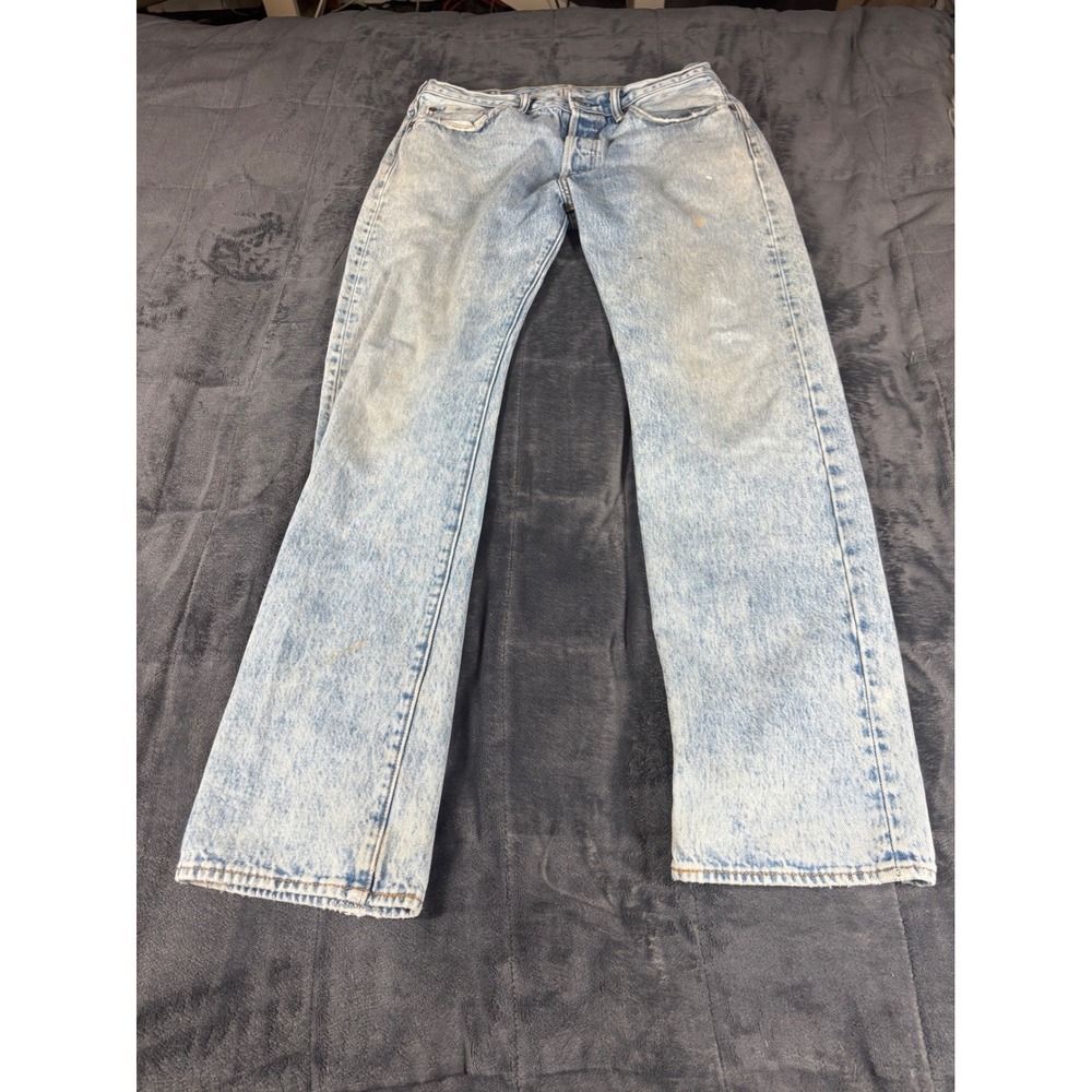 Levis 501 Original Fit Jeans Light Wash Acid Denim Mens 32x32 Button Fly 540196
